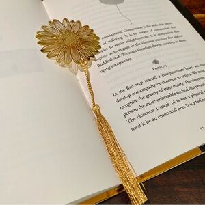Sunflower Handmade Book Mark in Gold With Golden Tassel